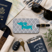 Dachshund Bagage Label Blauw & Grijs