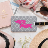 Dachshund Bagage Label Roze & Grijs