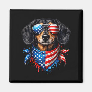 Dachshund Bandana 4 juli Patriottische Hondenliefh Magneet