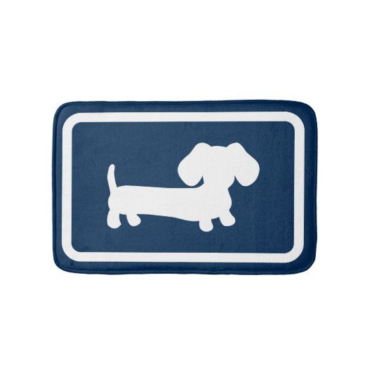 Dachshund Bath Mat Navy Blue Doxie Bathroom Rug (Voorkant)