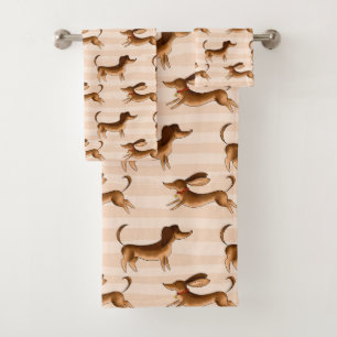 Dachshund Bath Towel Set Bad Handdoek