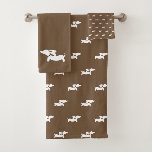 Dachshund Bathroom Towel Set | 3 stuk Doxie Bath Bad Handdoek (Insitu)