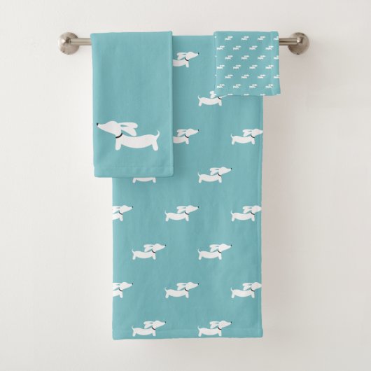 Dachshund Bathroom Towel Set | 3 stuk Doxie Bath Bad Handdoek (Insitu)