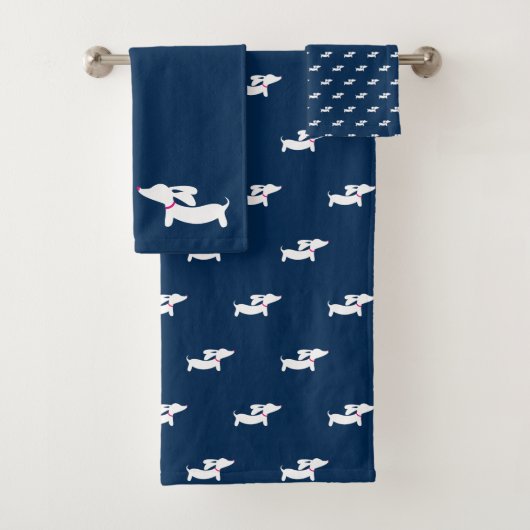 Dachshund Bathroom Towel Set | 3 stuk Doxie Bath Bad Handdoek (Insitu)