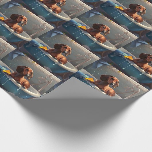 Dachshund Bathtime Fun Cadeaupapier (Hoek)