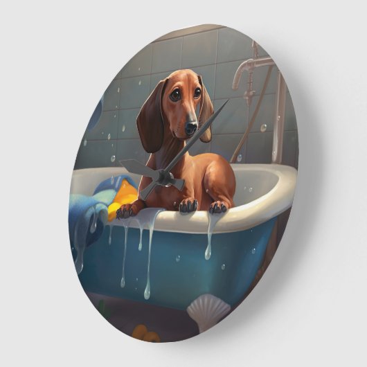 Dachshund Bathtime Fun Grote Klok (Hoek)