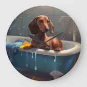 Dachshund Bathtime Fun Grote Klok (Voorkant)