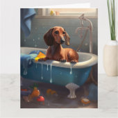 Dachshund Bathtime Fun Kaart (Voorkant)