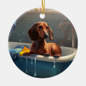 Dachshund Bathtime Fun Keramisch Ornament (Voorkant)