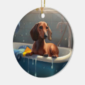 Dachshund Bathtime Fun Keramisch Ornament (Links)