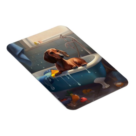 Dachshund Bathtime Fun Magneet (Rechterzijde)