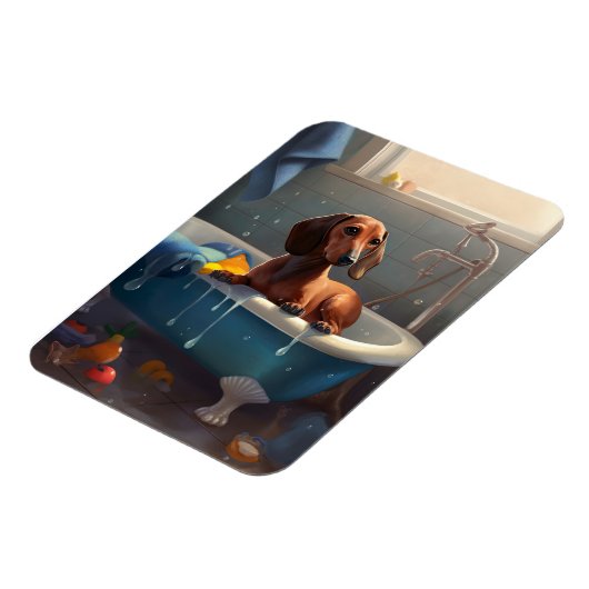 Dachshund Bathtime Fun Magneet (Linkerzijde)
