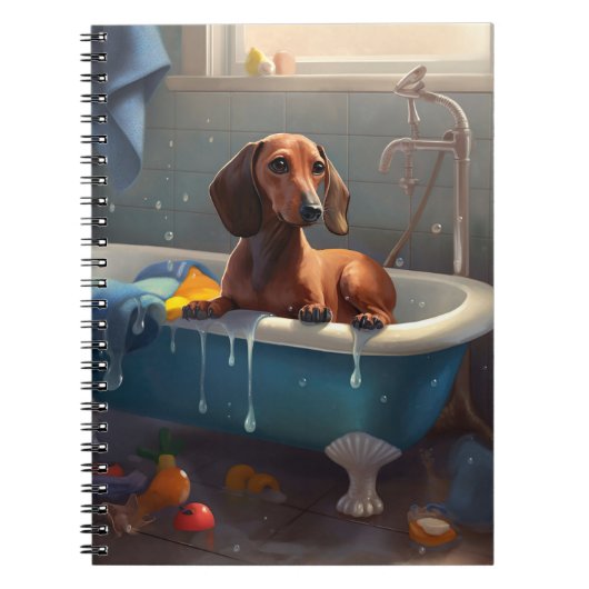 Dachshund Bathtime Fun Notitieboek (Voorkant)