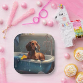 Dachshund Bathtime Fun Papieren Bordje (Feest)