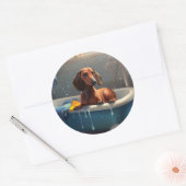Dachshund Bathtime Fun Ronde Sticker (Envelop)