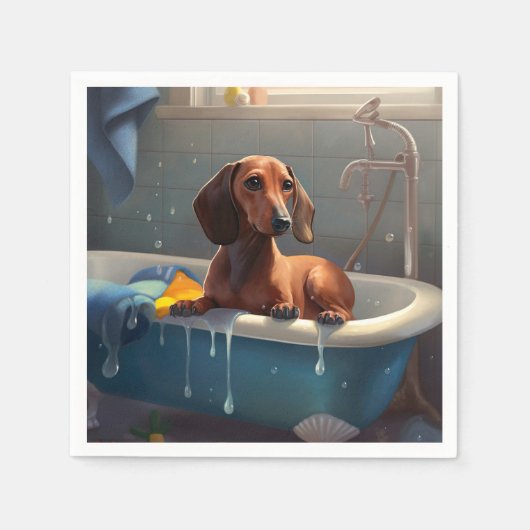Dachshund Bathtime Fun Servet (Voorkant)