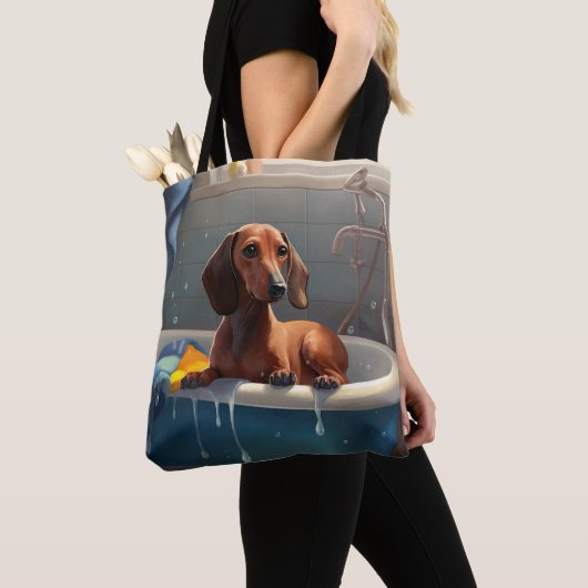 Dachshund Bathtime Fun Tote Bag (Dichtbij)