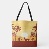 Dachshund Beach Bag a Sunset Palm Trees Tote Bag (Voorkant)