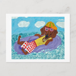 Dachshund Beach Bum Aankondigingskaart