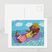 Dachshund Beach Bum Uitnodiging Briefkaart (Voorkant / Achterkant)