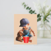 Dachshund Beach Day Briefkaart Art (Staand voorkant)