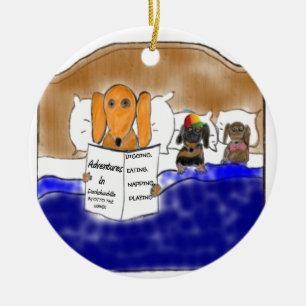 Dachshund Bedtime Story Keramisch Ornament