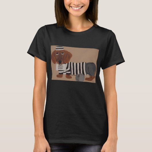 Dachshund Behandeldief Gevangenvogel T-shirt (Voorkant)