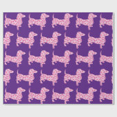 Dachshund bestaande uit roze harten cadeaupapier (Vlak)