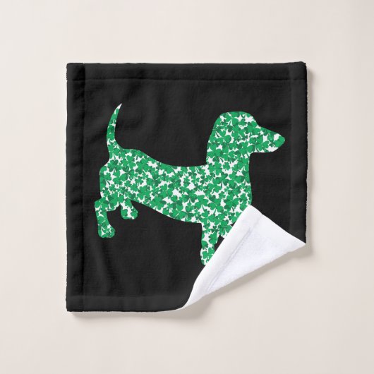 Dachshund bestaande uit Shamrocks Bad Handdoek (Wasdoekje)