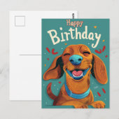 Dachshund Birthday Briefkaart (Voorkant / Achterkant)