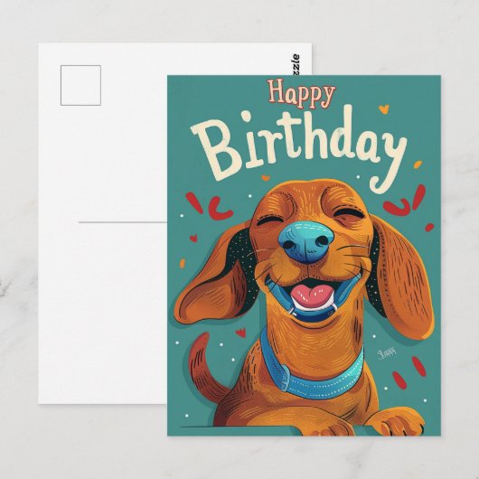 Dachshund Birthday Briefkaart (Voorkant / Achterkant)