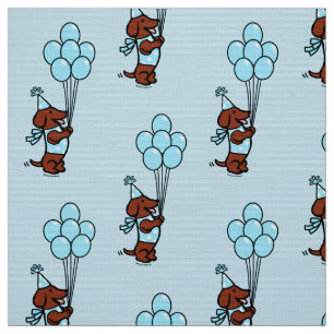 Dachshund Birthday Cartoon Balloons Stof