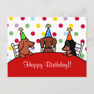 Dachshund Birthday Cartoon Briefkaart