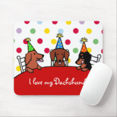 Dachshund Birthday Cartoon Muismat (Met muis)