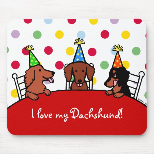 Dachshund Birthday Cartoon Muismat (Voorkant)