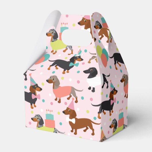 Dachshund Birthday Favor Box Bedankdoosjes (Voorkant Zijde)