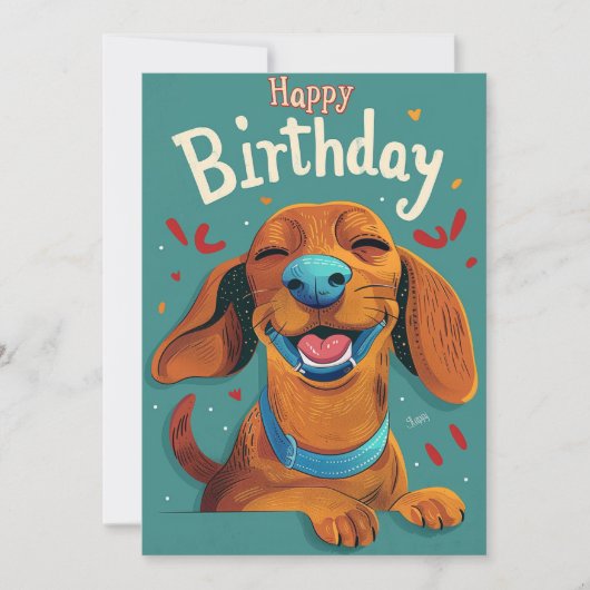 Dachshund Birthday Feestdagenkaart (Voorkant)