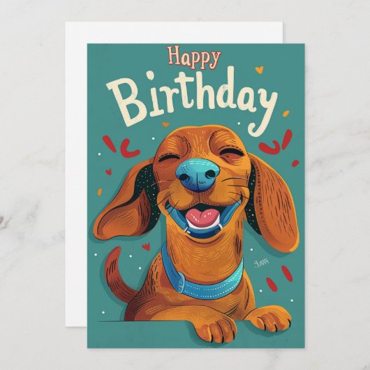 Dachshund Birthday Feestdagenkaart (Voorkant / Achterkant)