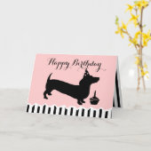 Dachshund Birthday Kaart (Gele Bloem)