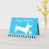 Dachshund Birthday Kaart (Gele Bloem)