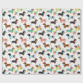 Dachshund Birthday Party Celebration Cadeaupapier (Vlak)