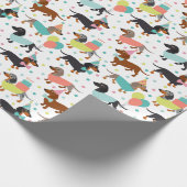 Dachshund Birthday Party Celebration Cadeaupapier (Hoek)