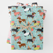 Dachshund Birthday Party Celebration Inpakpapier Vel (In situ)