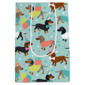Dachshund Birthday Party Celebration Medium Cadeauzakje (Achterkant)