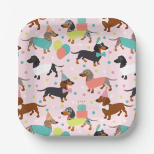Dachshund Birthday Party Celebration Paper Borden Papieren Bordje