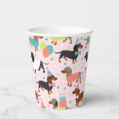 Dachshund Birthday Party Celebration Papieren Bekers (Achterkant)