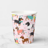 Dachshund Birthday Party Celebration Papieren Bekers (Links)