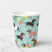 Dachshund Birthday Party Celebration Papieren Bekers (Achterkant)