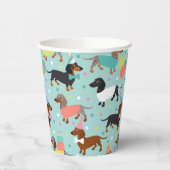 Dachshund Birthday Party Celebration Papieren Bekers (Links)