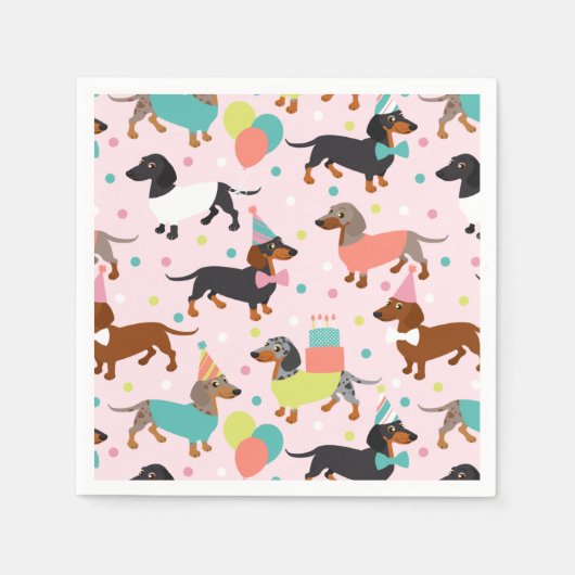 Dachshund Birthday Party Celebration Servet (Voorkant)